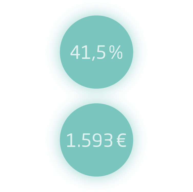 Icons showing 41,5% and 1593€ Icons showing 41,5% and 1593€